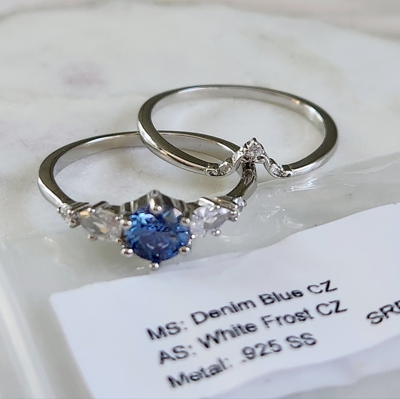 NWT Ryze Denim Blue & White Frost CZ .925 Sterling Silver Rings - Size 10 - Picture 4 of 12